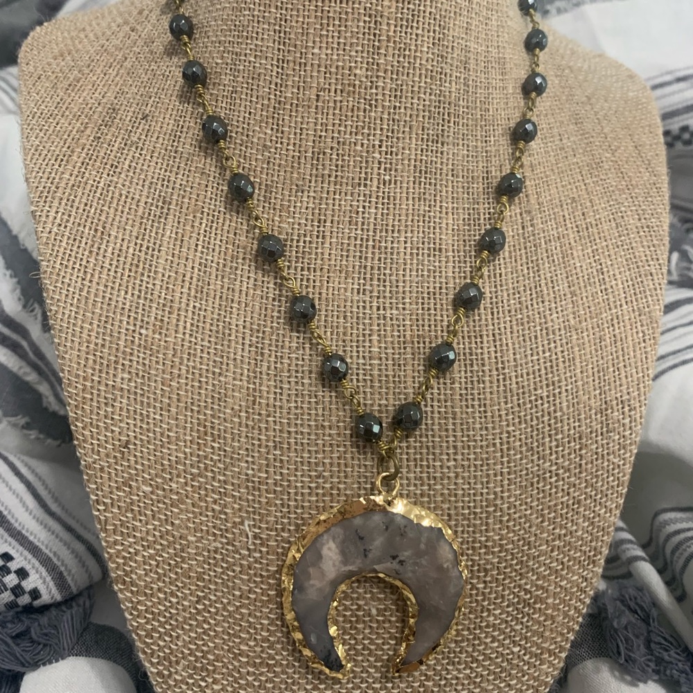 Raw and rebellious Moonstone bead necklace